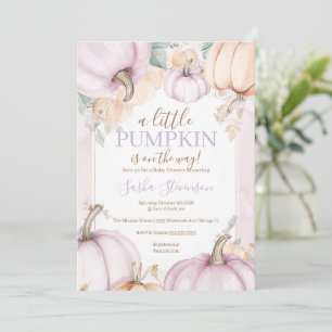 Herbst lila Kürbis Aquarell-Baby Shower Einladung