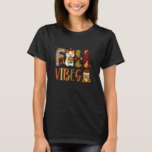 Herbst Lustige Stimmung Thanksgiving Katze Blumen  T-Shirt