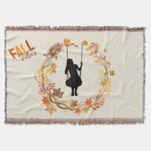 Herbst Mädchen auf Schaukel Grafik _Fallblatt