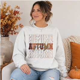 Herbst-Mädchen-Repeating-Varsity-Typografie Sweatshirt