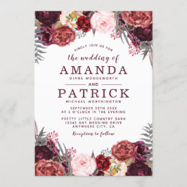 Herbst Marsala Blush Peony Wedding Einladungen