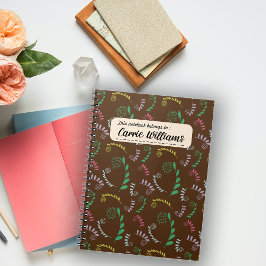 Herbst-Mimosa-Blätter auf Dunkeleiche Notizblock