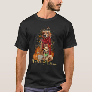 Herbst mit Golden Retriever und Welpe T-Shirt