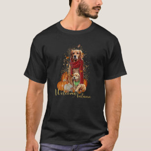 Herbst mit Golden Retriever und Welpe T-Shirt