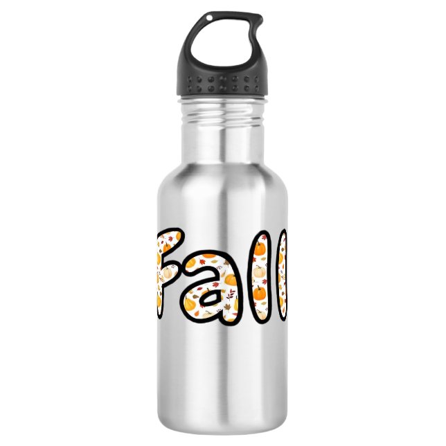 Herbst mit Kürbisgeflecht Herbstsaison Printab Edelstahlflasche (Vorderseite)