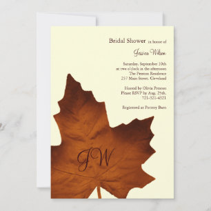 Herbst Mit Monogramm Bridal Dusche Einladung Orang