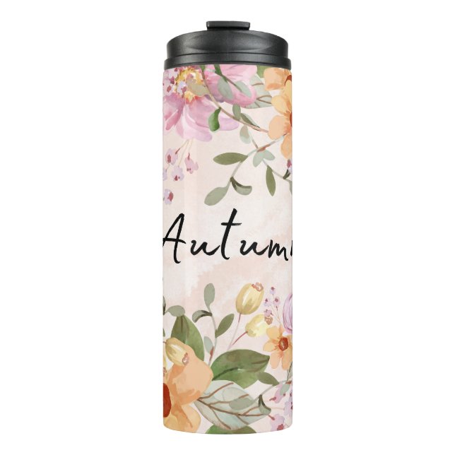 Herbst Moderne botanische Elegante Aquarellkunst Thermosbecher (Vorderseite)
