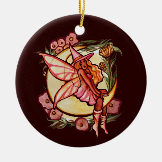 Herbst Moon Fairy Witze Fall Fairies Keramik Ornament (Vorne)