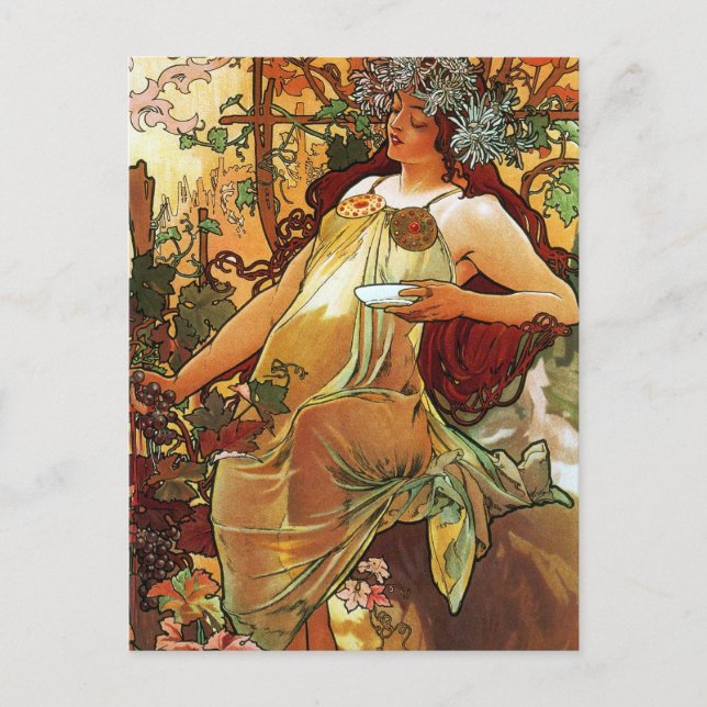 Herbst, Mucha Postkarte (Vorderseite)