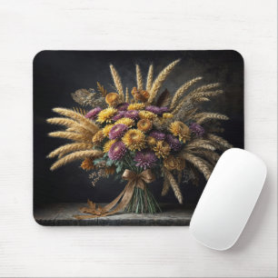 Herbst-Mutter-Blumenstrauß mit Weizenstängeln Mousepad