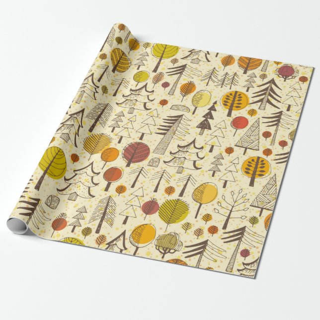 Herbst. Nahtloses Muster mit Wald, Herbstbacken Geschenkpapier (Ungerollt)
