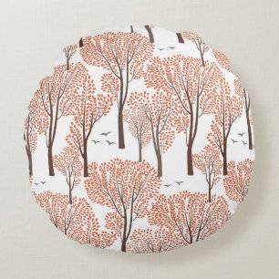 Herbst Natur Wildtiere nahtlos Muster Herbst Bäum Rundes Kissen