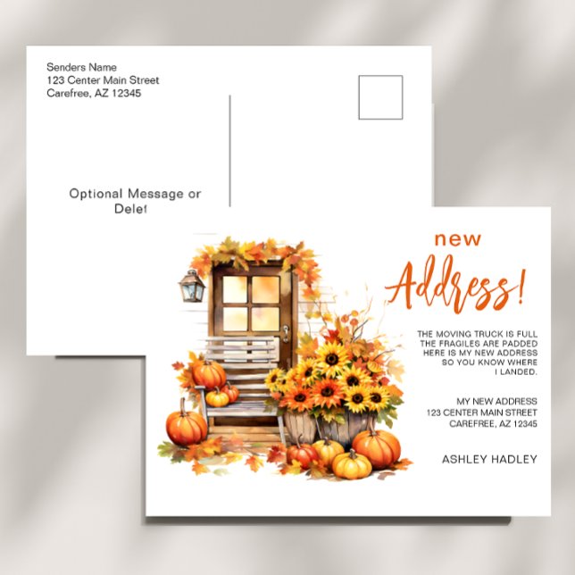 Herbst - Neue Adresse wechseln Ankündigungspostkarte (Von Creator hochgeladen)