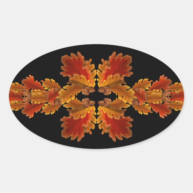 Herbst-Oak-Garlands Ovaler Aufkleber (Vorderseite)