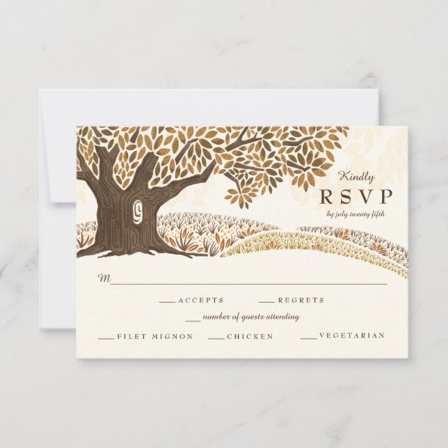 Herbst-Oak-Hochzeit RSVP Karte (Vorderseite)