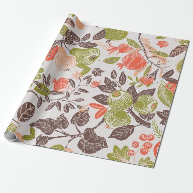 Herbst Obst Deko Tile Geschenkpapier (Ungerollt)