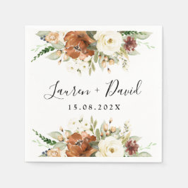 Herbst Ochre blumenreiche Hochzeit Napkins Serviette