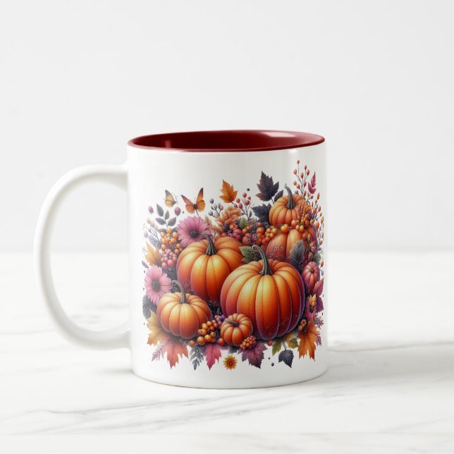 Herbst- oder Erntedank-Thema Zweifarbige Tasse (Links)