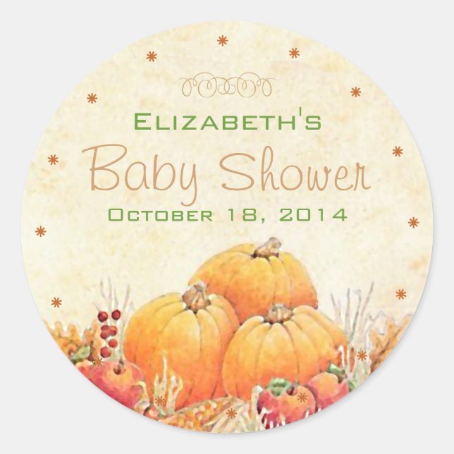 Herbst oder Herbst Baby Dusche Gunst Runder Aufkleber (Vorderseite)