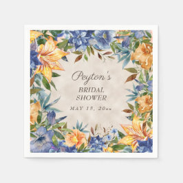 Herbst Orange Blue Floral Brautparty Serviette