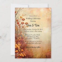 Herbst Orange Blume Rustikale Hochzeitfeier Einladung