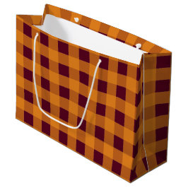 Herbst Orange Burgund Kariertes Muster Große Geschenktüte