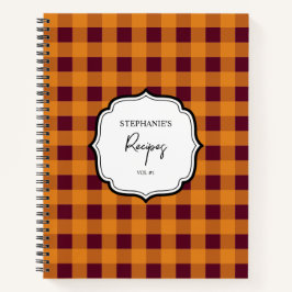 Herbst Orange Burgund Kariertes Rezept Kochbuch Notizbuch