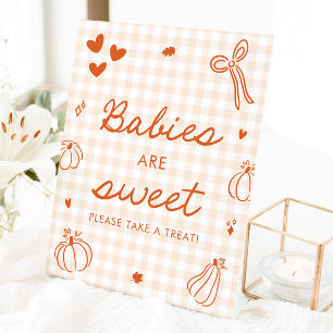 Herbst Orange Ein Kleiner Kürbis Babys sind Süß Sockelschild
