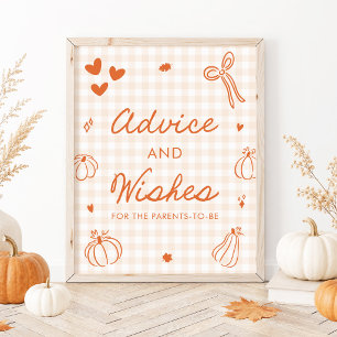 Herbst Orange Ein Kleiner Kürbis Rat und Wünsche Poster