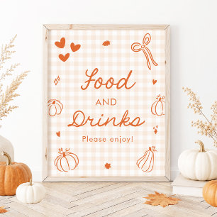 Herbst Orange Ein Kleines Kürbis Essen und Trinken Poster