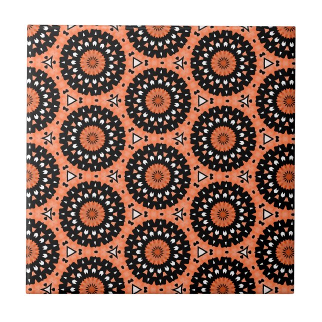 Herbst Orange Floral Fliese (Vorderseite)