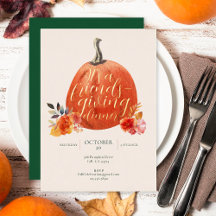 Herbst Orange Friendsgiving Wasserfarben-Kürbis Go