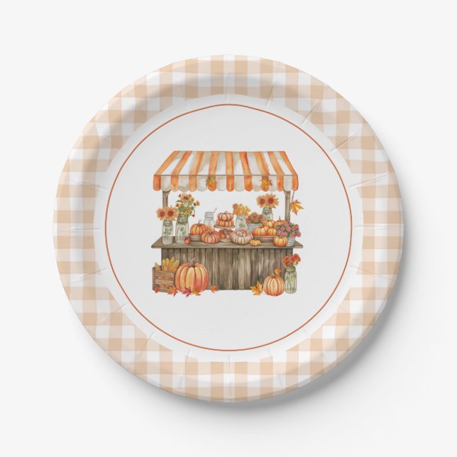 Herbst Orange Frisch auf dem Markt Brautdusche Pappteller (Vorderseite)