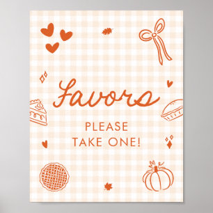 Herbst Orange Gingham Cutie Pie Geschenke Schild