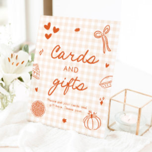 Herbst Orange Gingham Cutie Pie Karten und Geschen Sockelschild