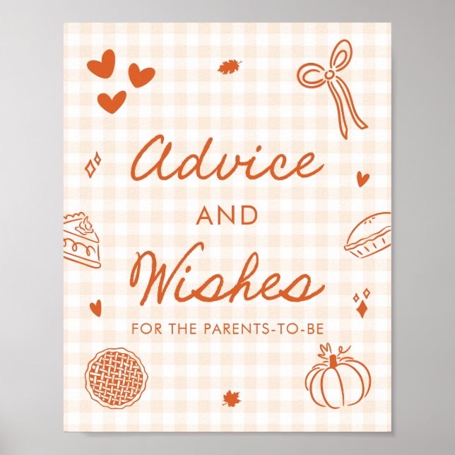 Herbst Orange Gingham Cutie Pie Rat und Wünsche Poster (Vorne)