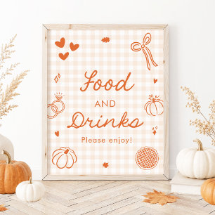 Herbst Orange Gingham Handgezeichnet Essen und Tri Poster