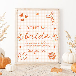 Herbst Orange Gingham Handgezeichnet Nicht Braut S Poster