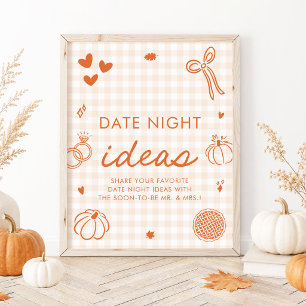 Herbst Orange Gingham Handgezeichnete Date Night I Poster