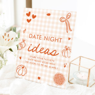 Herbst Orange Gingham Handgezeichnete Date Night I Sockelschild