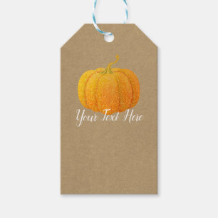 Herbst Orange Glänzte Glitter Herbst Kürbis Kraft Geschenkanhänger