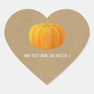 Herbst Orange Glitter Glänzend Kürbis Kraft Herz-Aufkleber