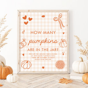 Herbst Orange Handgezeichnete Rate Wie Viele Kürbi Poster