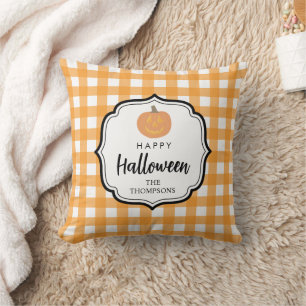 Herbst Orange Kariert Halloween Pumpkin Kissen