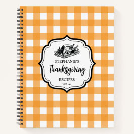 Herbst Orange Karierter Erntedank Rezept Notizbuch