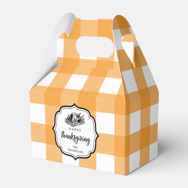 Herbst Orange Karierter Erntedank Türkei Geschenkschachtel (Vorderseite)
