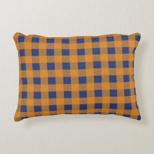 Herbst Orange Kariertes Muster Dekokissen