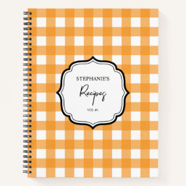 Herbst Orange Kariertes Muster Rezept Kochbuch Notizbuch