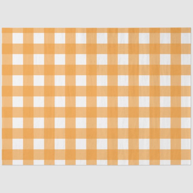 Herbst Orange Kariertes Muster Seidenpapier (Vorderseite)