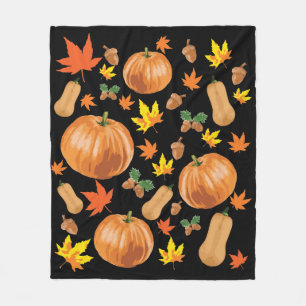 Herbst Orange Pumpkin Fall Pattern Fleecedecke